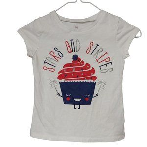 Okie Dokie Girl's Size 6 T-Shirt Stars and Stripes Patriotic Cupcake